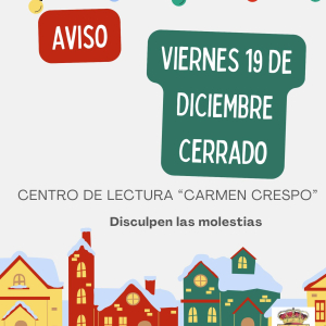 Aviso del Centro de lectura Carmen Crespo